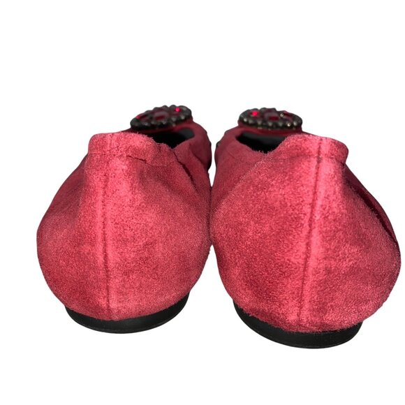 Stuart Weitzman Red Jewel Embellished studded Suede Flats Size 8 M - Picture 8 of 15